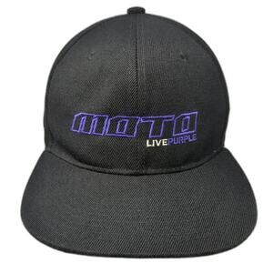 Crown Snapback Hat Black Purple White One Size Polyester Structured MOTO Logo